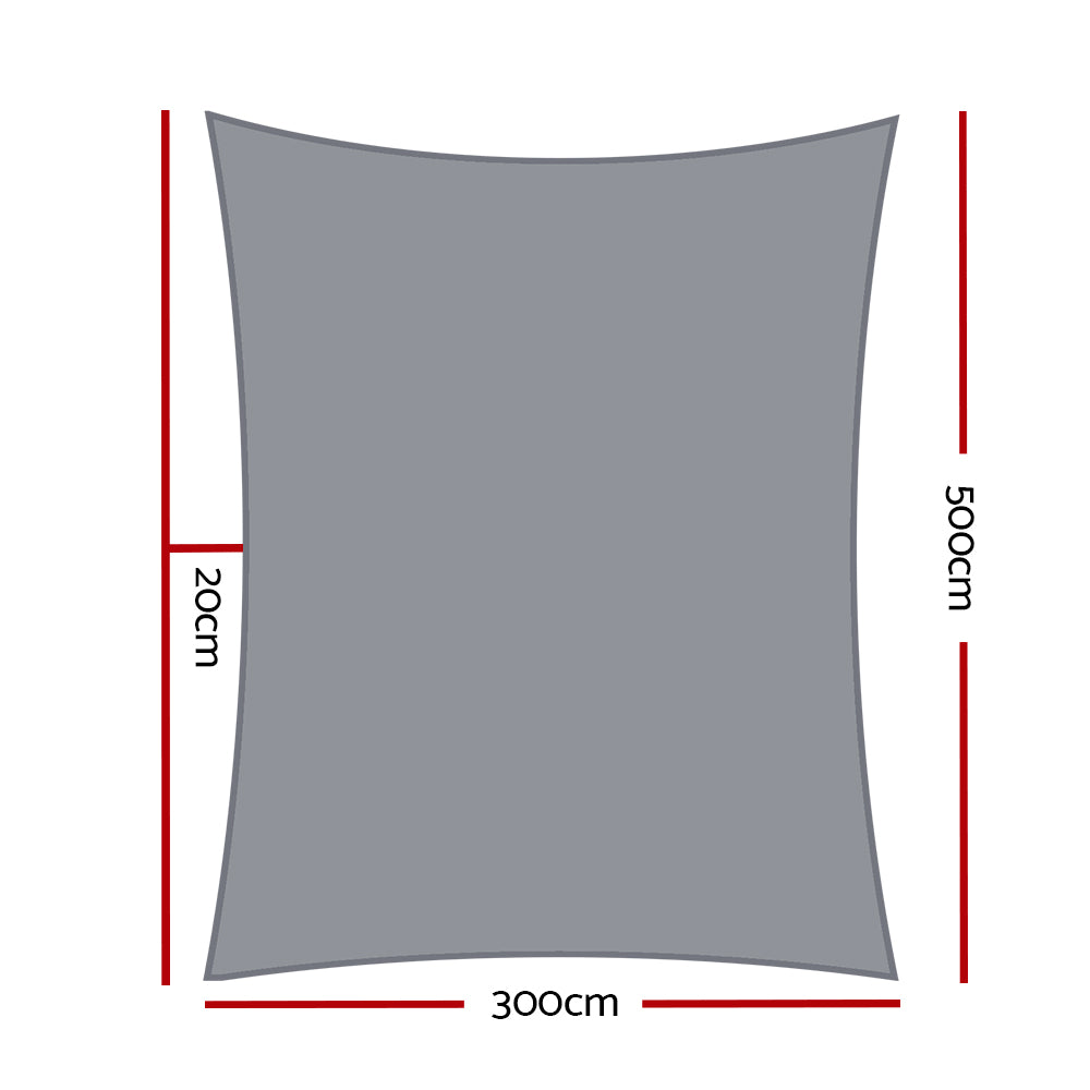 Instahut Shade Sail Cloth Canopy Shadecloth Awning Outdoor Rectangle 3x5M Instahut