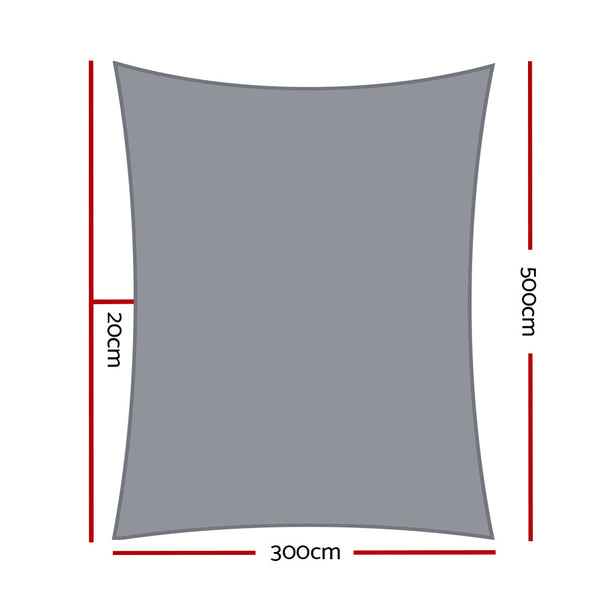 Instahut Shade Sail Cloth Canopy Shadecloth Awning Outdoor Rectangle 3x5M Instahut
