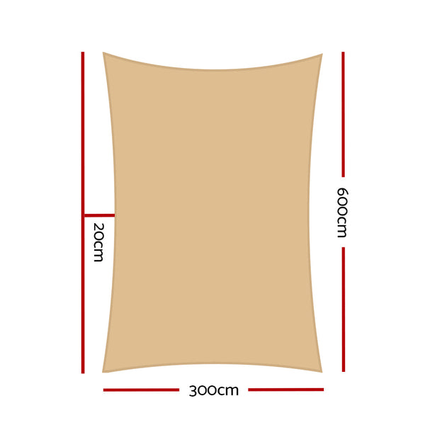 Instahut Sun Shade Sail Cloth Shadecloth Rectangle Canopy Sand 280gsm 3x6m Instahut