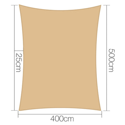 Instahut 4x5m Shade Sail Sun Shadecloth Canopy 280gsm Sand