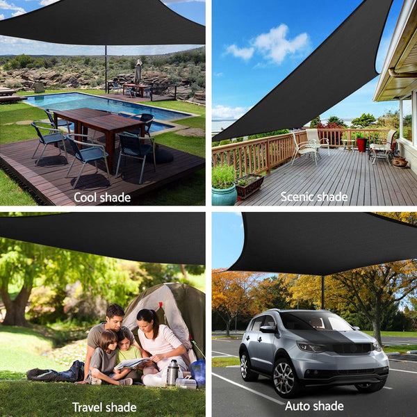 Instahut 4x6m Shade Sail Sun Shadecloth 280gsm Black freeshipping - Awezingly