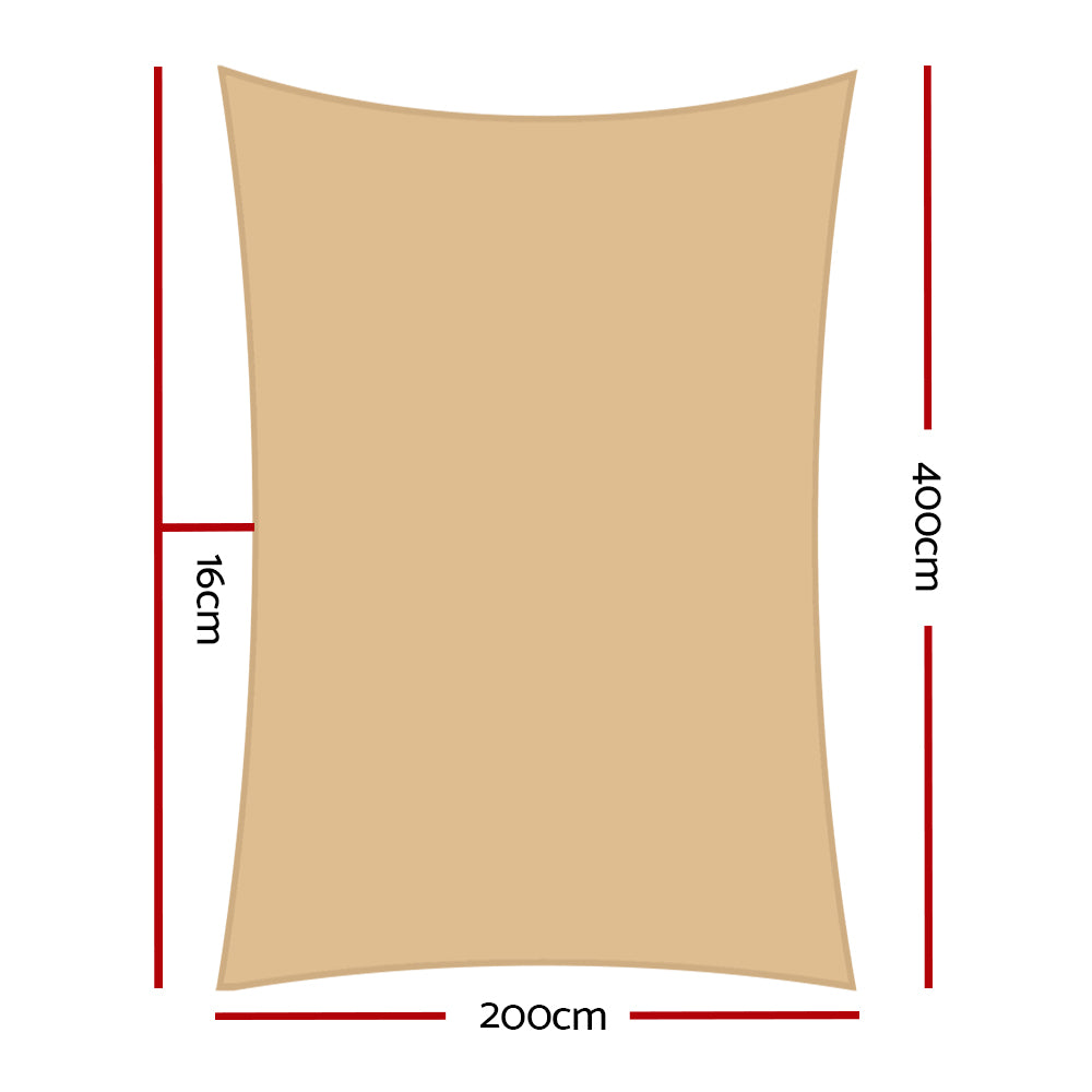 Instahut 2 x 4m Waterproof Rectangle Shade Sail Cloth - Sand Beige Does not apply