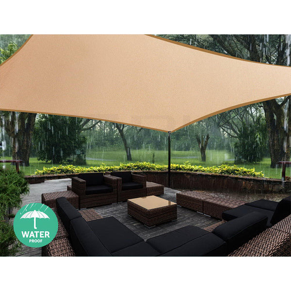 Instahut 2 x 4m Waterproof Rectangle Shade Sail Cloth - Sand Beige Does not apply