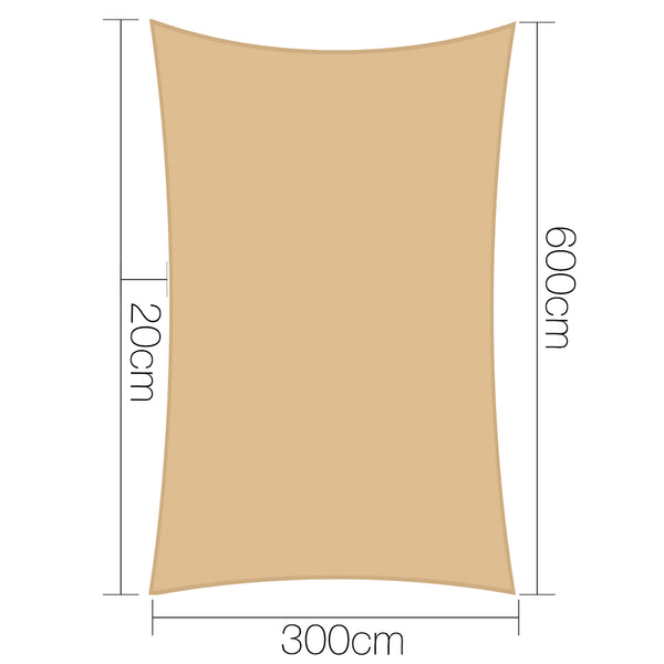 Instahut 3 x 6m Waterproof Rectangle Shade Sail Cloth - Sand Beige freeshipping - Awezingly