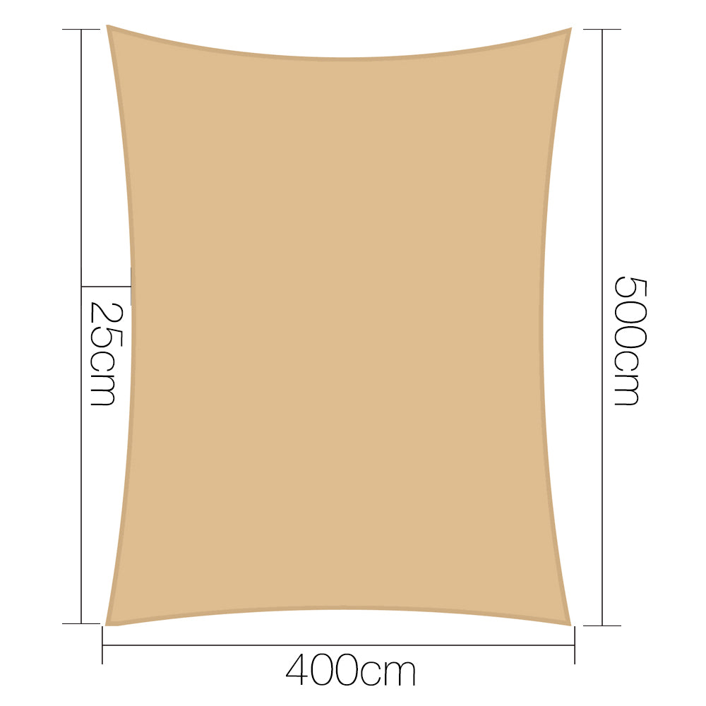 Instahut 4 x 5m Waterproof Rectangle Shade Sail Cloth - Sand Beige freeshipping - Awezingly