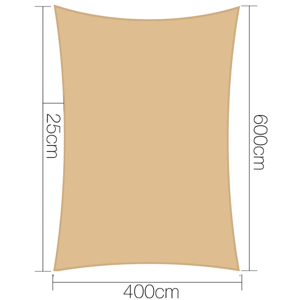Instahut 4 x 6m Waterproof Rectangle Shade Sail Cloth - Sand Beige freeshipping - Awezingly