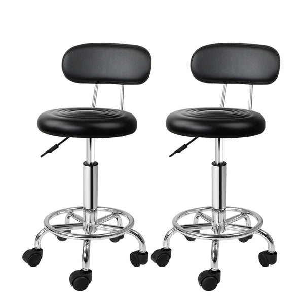 Artiss 2X Salon Stool Swivel Backrest Chair Barber Hairdressing Hydraulic Height Artiss
