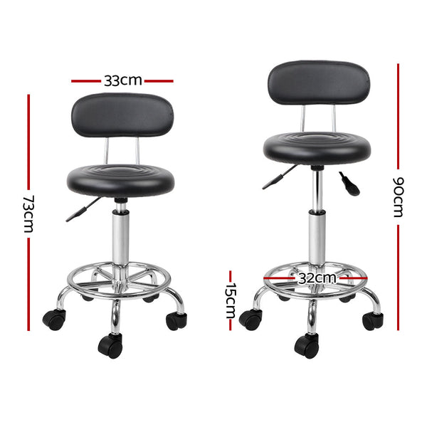 Artiss 2X Salon Stool Swivel Backrest Chair Barber Hairdressing Hydraulic Height Artiss