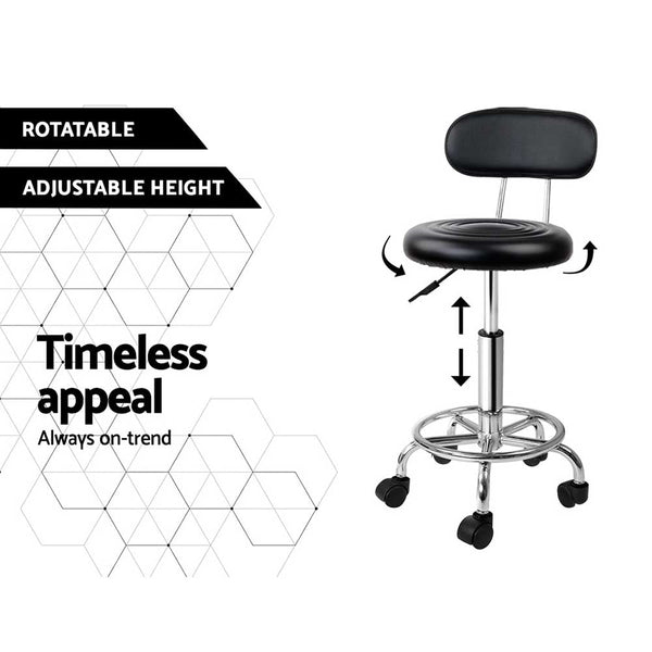Artiss 2X Salon Stool Swivel Backrest Chair Barber Hairdressing Hydraulic Height Artiss