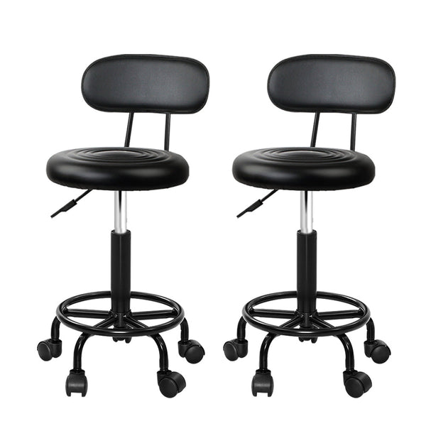 Artiss 2X Salon Stool Swivel Backrest Chair Barber Hairdressing Hydraulic Lift Artiss
