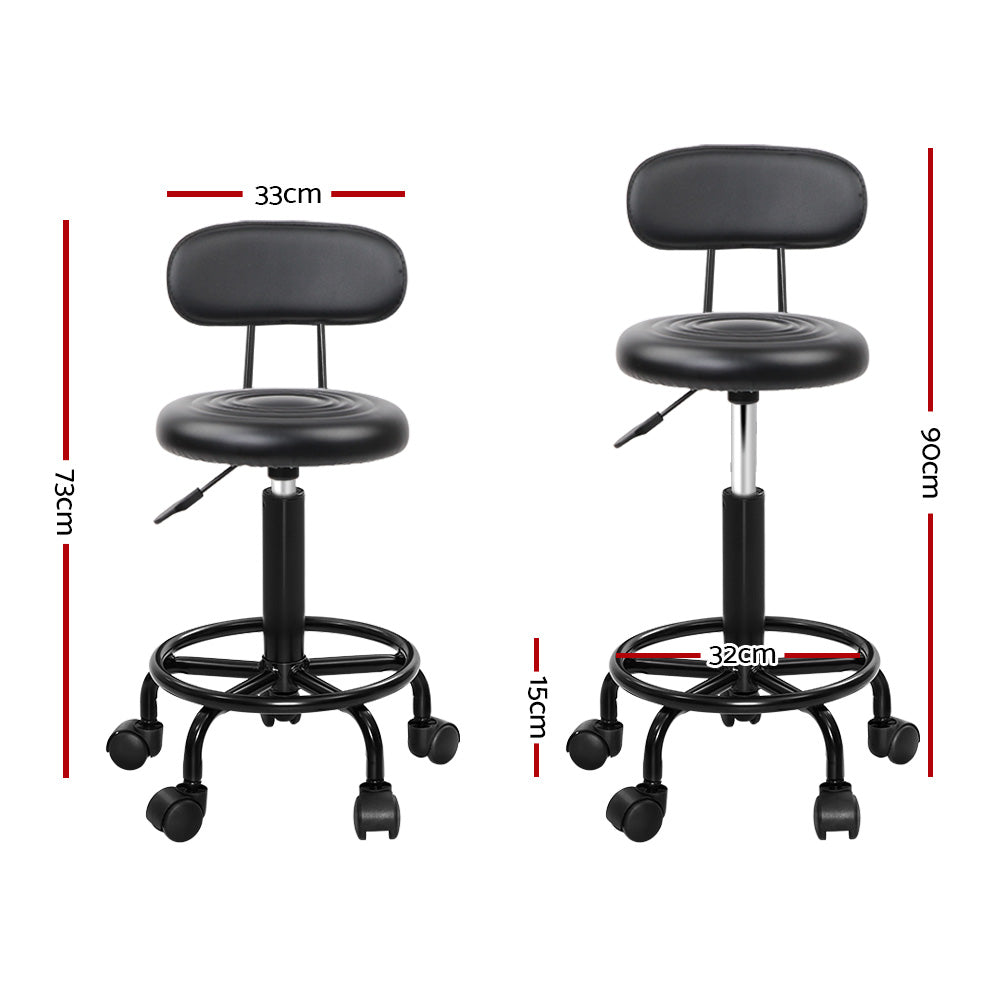 Artiss 2X Salon Stool Swivel Backrest Chair Barber Hairdressing Hydraulic Lift Artiss