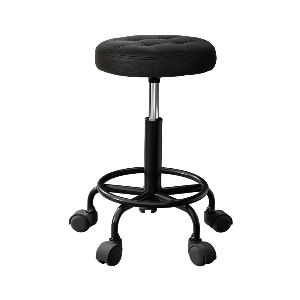 Artiss Salon Stool Swivel Height Adjustable Round Barber Spa Chair Black Artiss