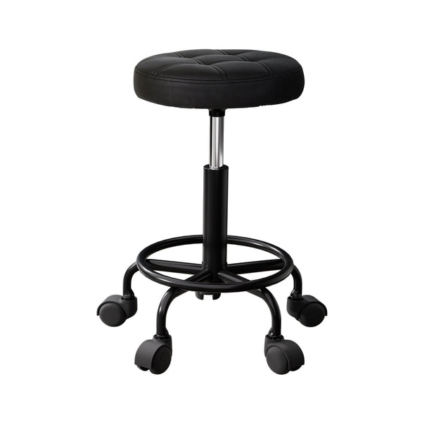 Artiss Salon Stool Swivel Height Adjustable Round Barber Spa Chair Black Artiss