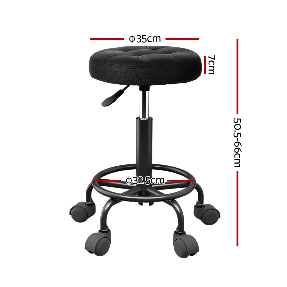 Artiss Salon Stool Swivel Height Adjustable Round Barber Spa Chair Black Artiss