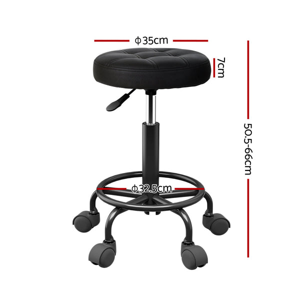 Artiss Salon Stool Swivel Height Adjustable Round Barber Spa Chair Black Artiss
