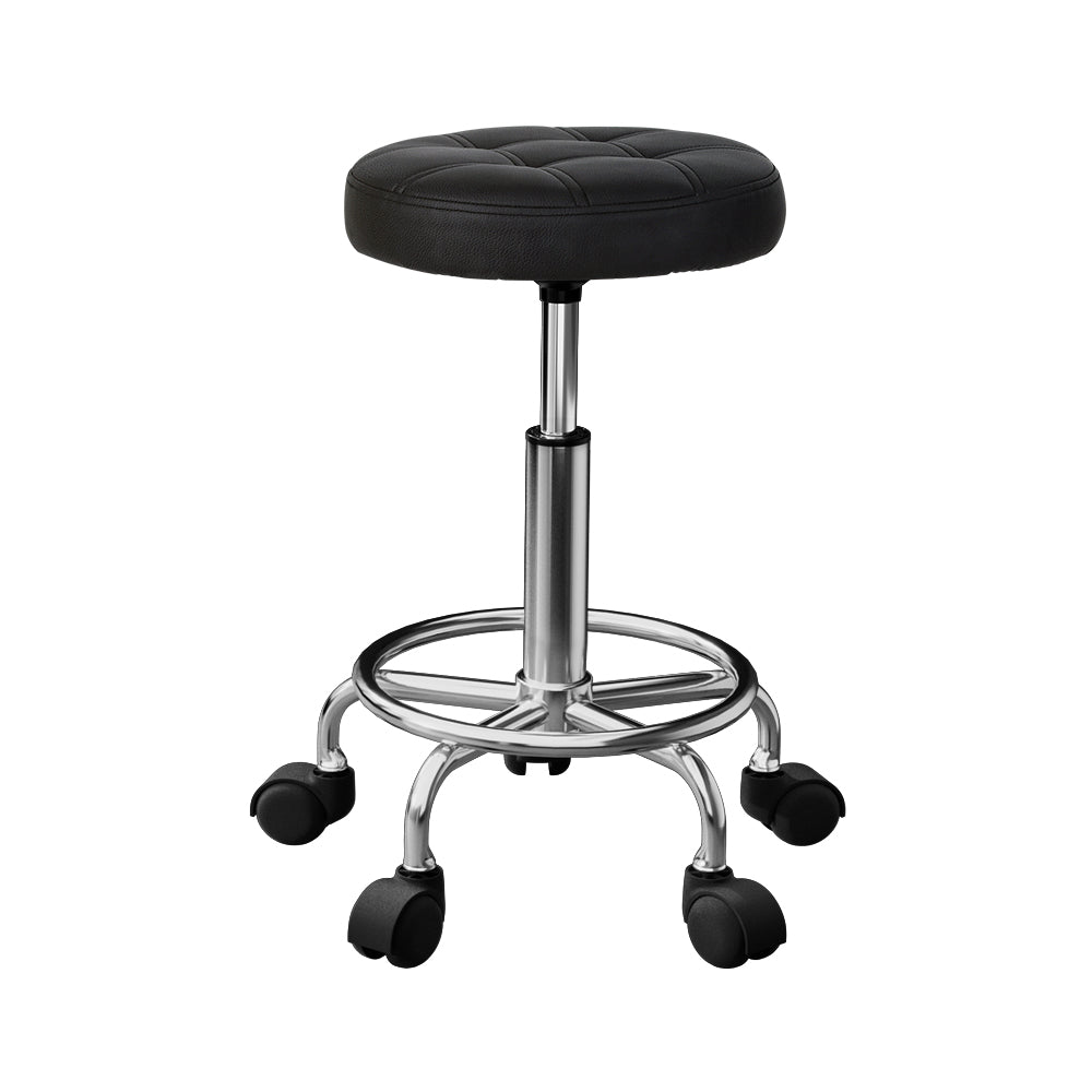 Artiss Salon Stool Swivel Height Adjustable Round Barber Spa Chair PU Black Artiss