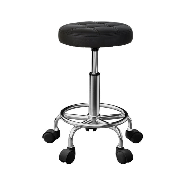 Artiss Salon Stool Swivel Height Adjustable Round Barber Spa Chair PU Black Artiss