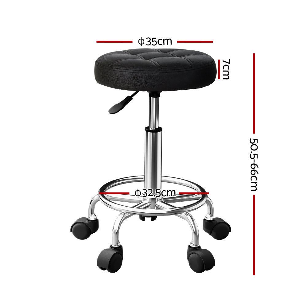 Artiss Salon Stool Swivel Height Adjustable Round Barber Spa Chair PU Black Artiss