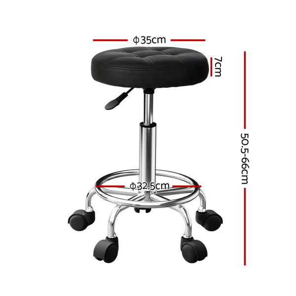 Artiss Salon Stool Swivel Height Adjustable Round Barber Spa Chair PU Black Artiss