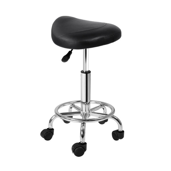 Artiss Saddle Salon Stool Black PU Swivel Barber Hair Dress Chair Hydraulic Lift Artiss