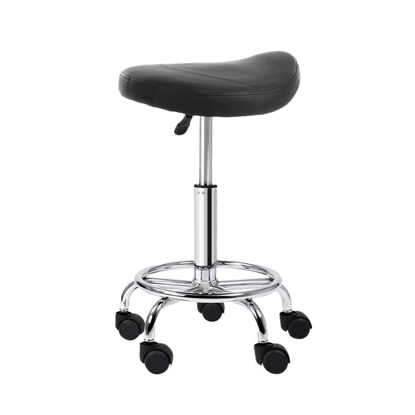 Artiss 2X Saddle Salon Stool Swivel Barber Hair Dress Chair Hydraulic Lift Black Artiss