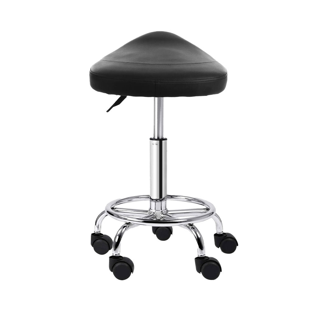 Artiss 2X Saddle Salon Stool Swivel Barber Hair Dress Chair Hydraulic Lift Black Artiss