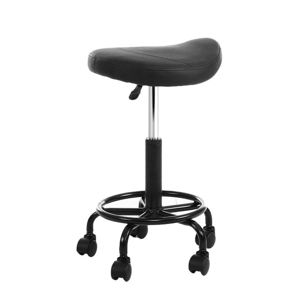 Artiss Saddle Stool Salon Chair Black Swivel Beauty Barber Hairdressing Gas Lift Artiss