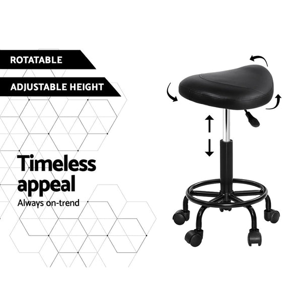 Artiss Saddle Stool Salon Chair Black Swivel Beauty Barber Hairdressing Gas Lift Artiss