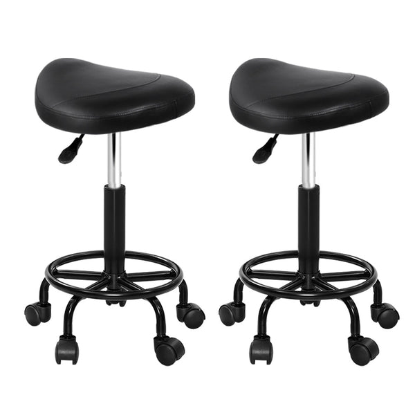 Artiss 2X Saddle Salon Stool Swivel Barber Chairs Bar Stools Hydraulic Lift PU Artiss
