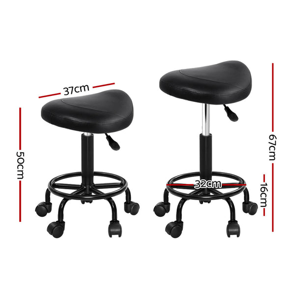 Artiss 2X Saddle Salon Stool Swivel Barber Chairs Bar Stools Hydraulic Lift PU Artiss
