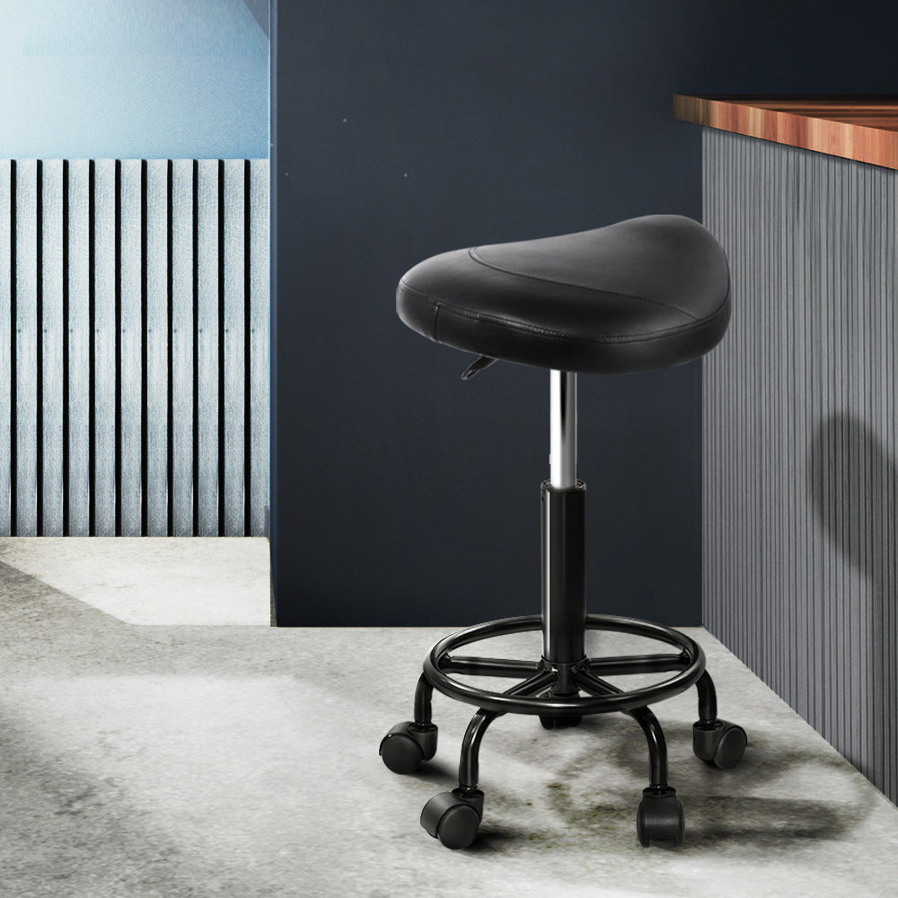 Artiss 2X Saddle Salon Stool Swivel Barber Chairs Bar Stools Hydraulic Lift PU Artiss