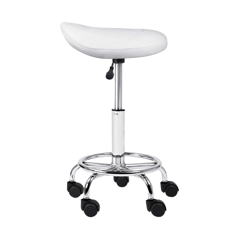Artiss 2X Saddle Salon Stool Swivel Barber Hair Dress Chair Hydraulic Lift White Artiss