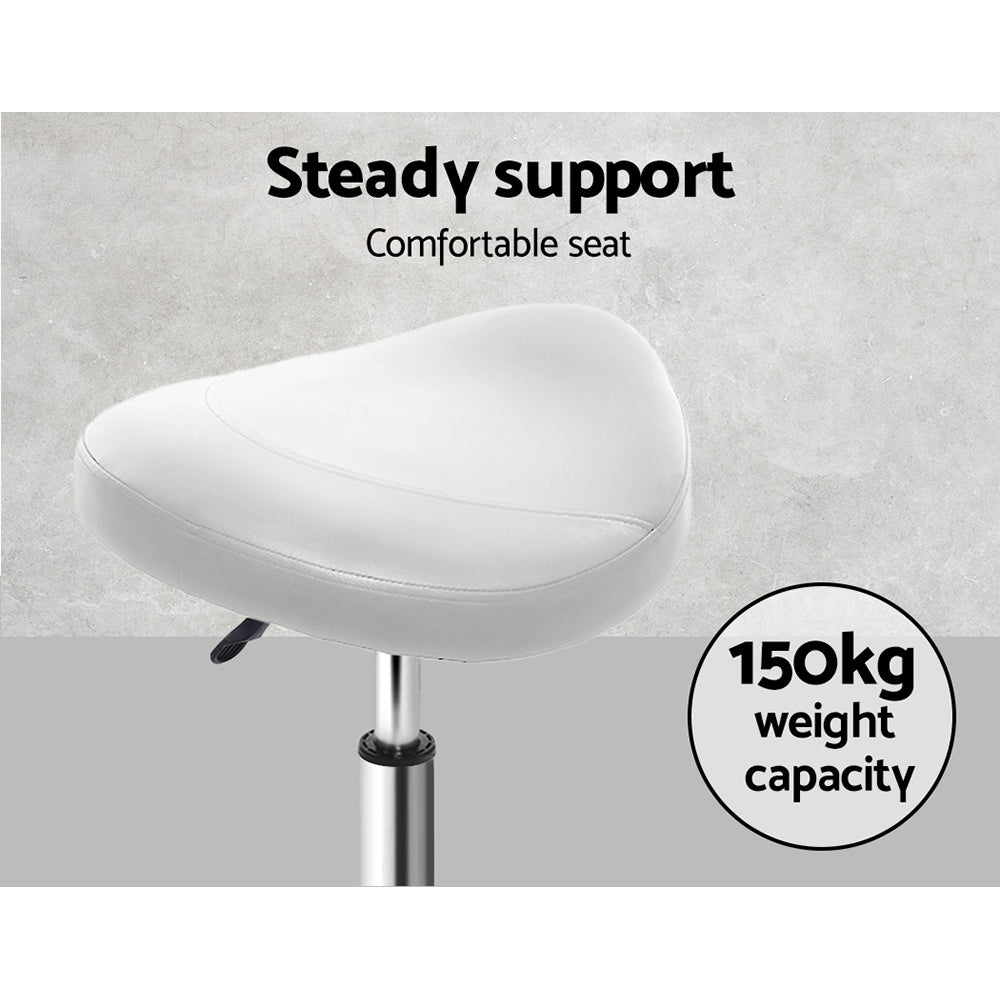 Artiss 2X Saddle Salon Stool Swivel Barber Hair Dress Chair Hydraulic Lift White Artiss