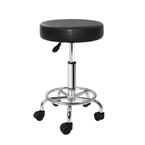 Artiss Round Salon Stool Black PU Swivel Barber Hair Dress Chair Hydraulic Lift Artiss
