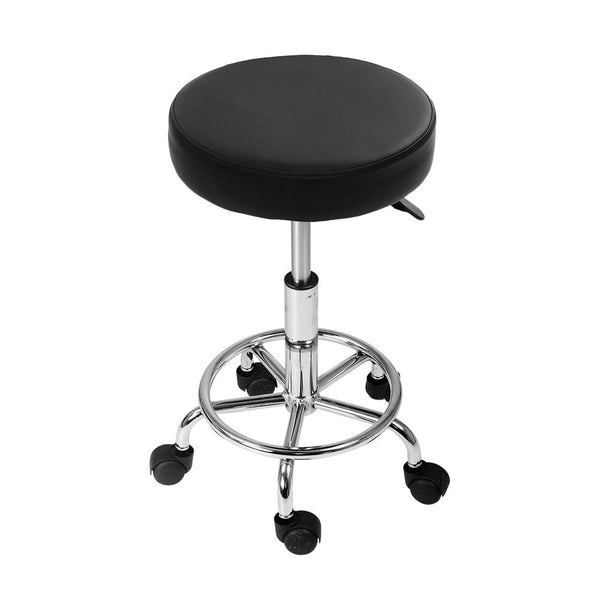 Artiss Round Salon Stool Black PU Swivel Barber Hair Dress Chair Hydraulic Lift Artiss