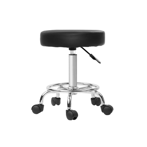 Artiss Round Salon Stool Black PU Swivel Barber Hair Dress Chair Hydraulic Lift Artiss
