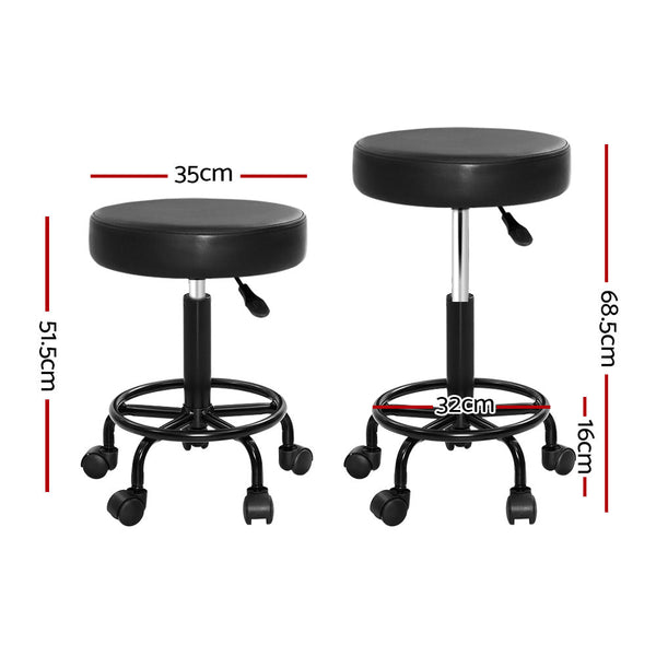 Artiss 2X Salon Stool Swivel Round Barber Hair Bar Stools Hydraulic Lift Black Artiss