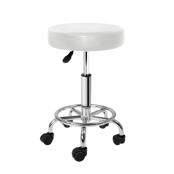 Artiss Round Chair Stools Salon Stool White Swivel Beauty Barber Hairdressing Artiss