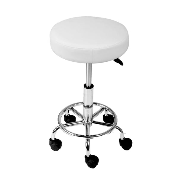 Artiss 2X Salon Stool Swivel Round Barber Hair Bar Stools Hydraulic Lift White Artiss
