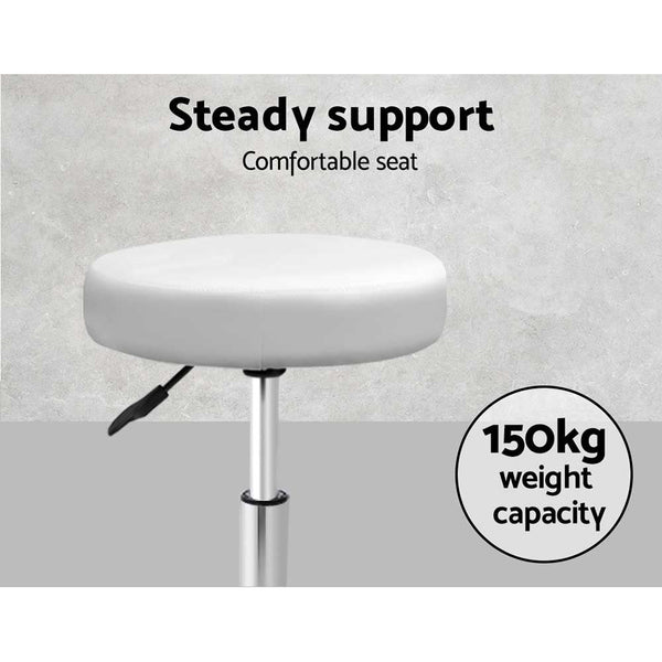 Artiss 2X Salon Stool Swivel Round Barber Hair Bar Stools Hydraulic Lift White Artiss