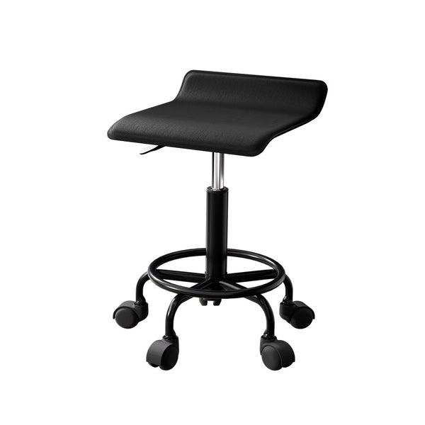 Artiss Salon Stool Swivel Height Adjustable Square Barber Spa Chair PU Black Artiss