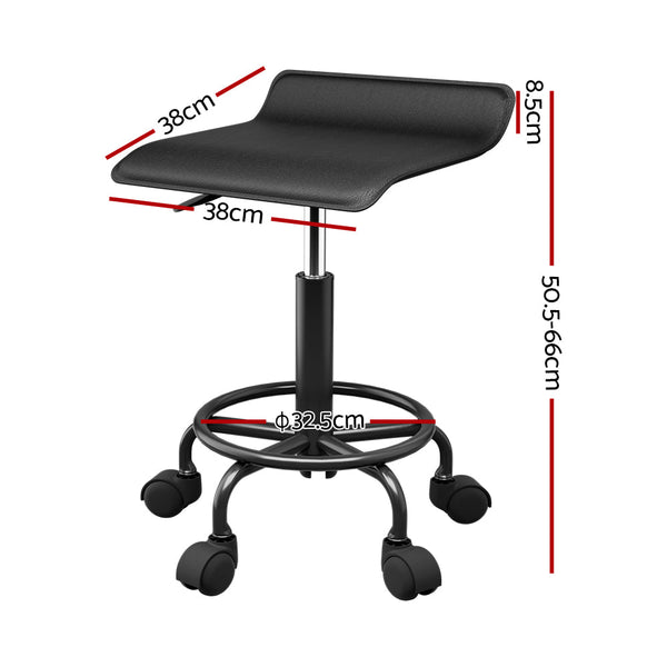 Artiss Salon Stool Swivel Height Adjustable Square Barber Spa Chair PU Black Artiss