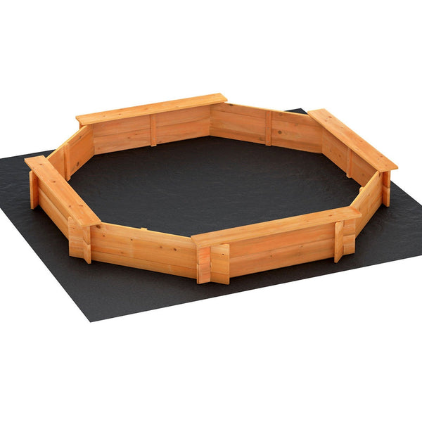 Keezi Kids Sandpit Wooden Play Large Round Outdoor Sand Pit Box with Cover 182cm Keezi