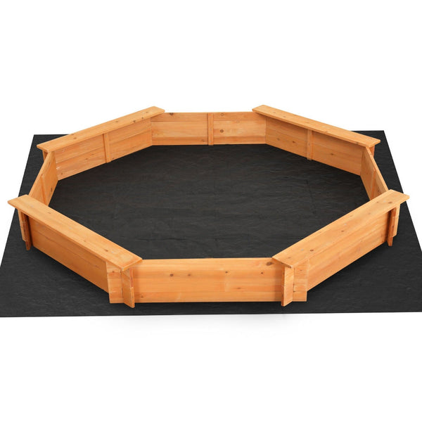 Keezi Kids Sandpit Wooden Play Large Round Outdoor Sand Pit Box with Cover 182cm Keezi