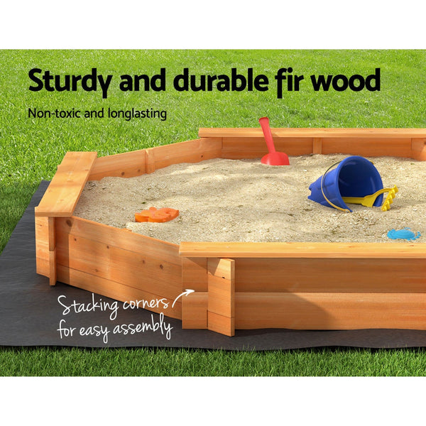 Keezi Kids Sandpit Wooden Play Large Round Outdoor Sand Pit Box with Cover 182cm Keezi