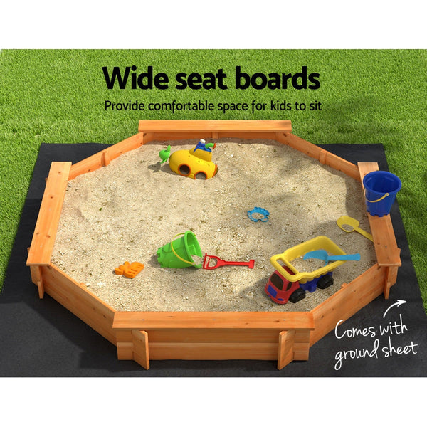 Keezi Kids Sandpit Wooden Play Large Round Outdoor Sand Pit Box with Cover 182cm Keezi