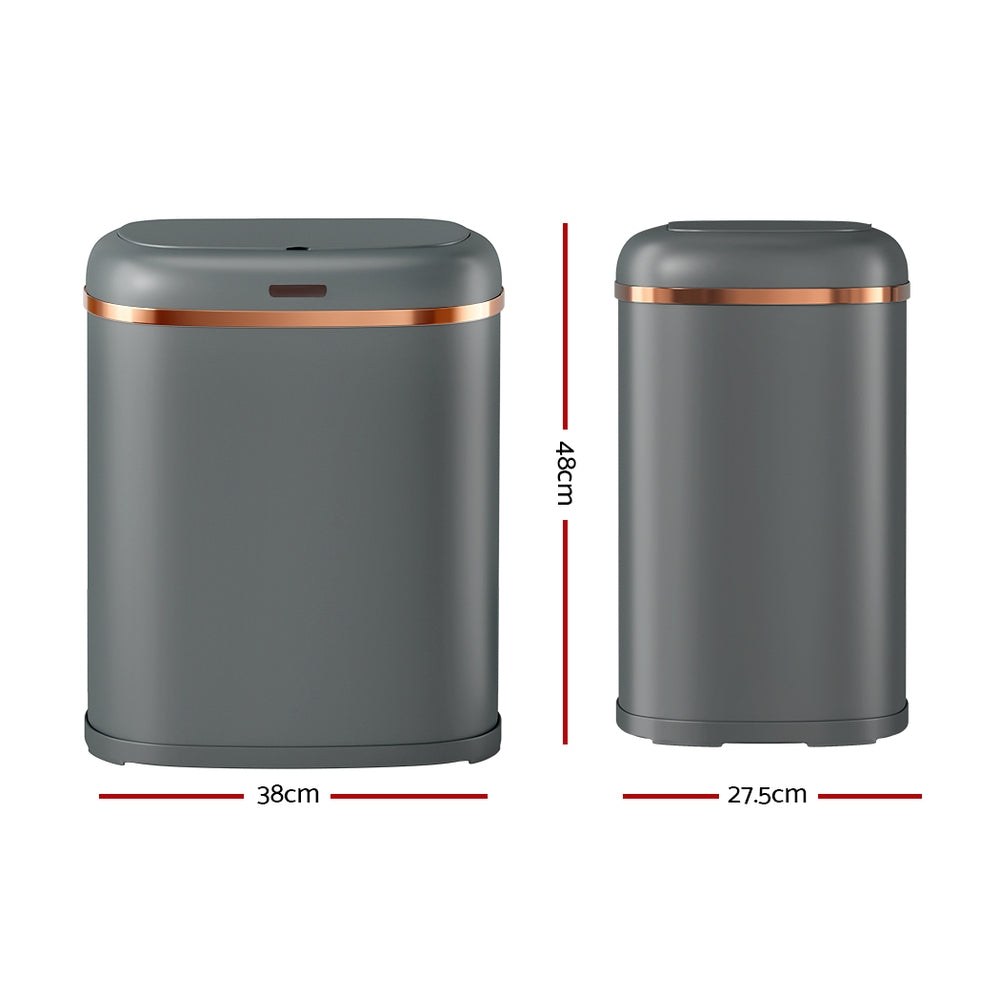 Devanti 38L Motion Sensor Bin Rubbish Waste Automatic Trash Can Kitchen Grey Devanti