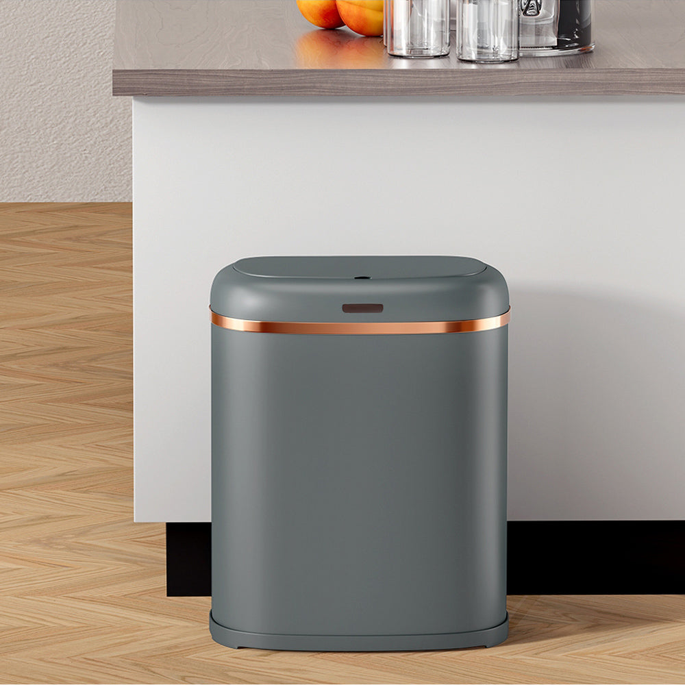 Devanti 38L Motion Sensor Bin Rubbish Waste Automatic Trash Can Kitchen Grey Devanti