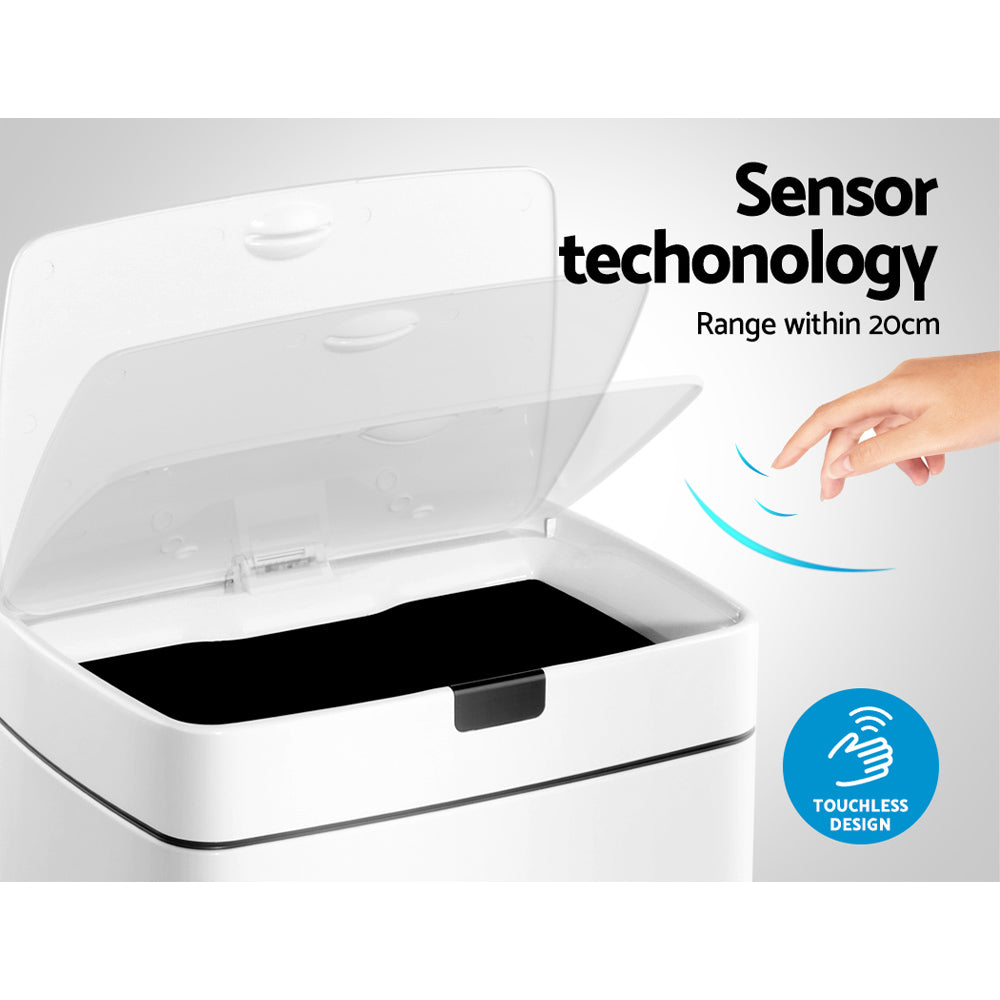 Devanti 45L Sensor Bin White freeshipping - Awezingly