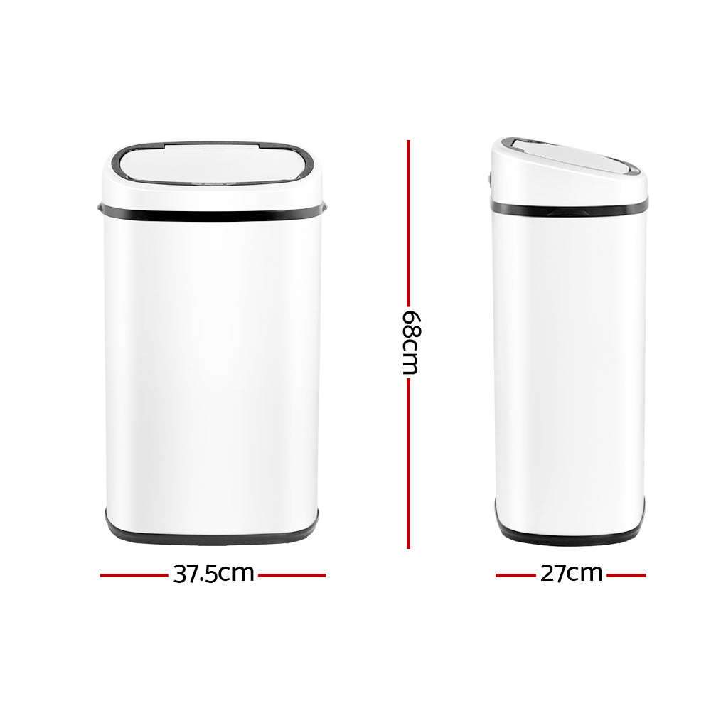 Devanti 58L Sensor Bin White freeshipping - Awezingly
